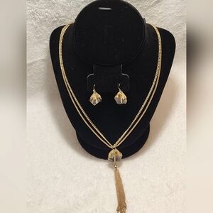 CATO Topaz Drop Necklace and Drop Earrings Set / Pierced